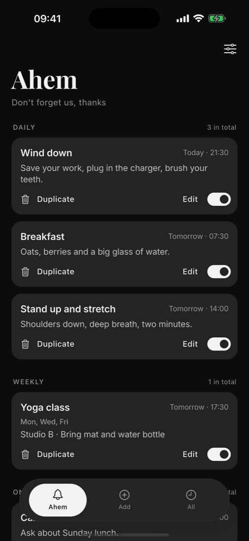 Ahem in dark mode