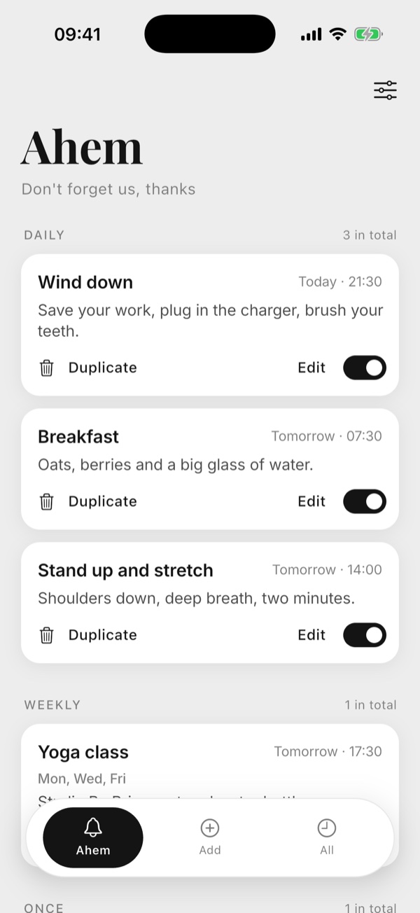 Ahem: Customise reminders visual